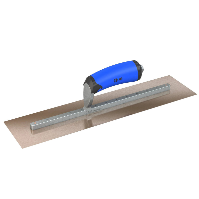 Bon Tool Golden Stainless Steel Square End Finish Trowel - Long Shank - Comfort Wave Handle