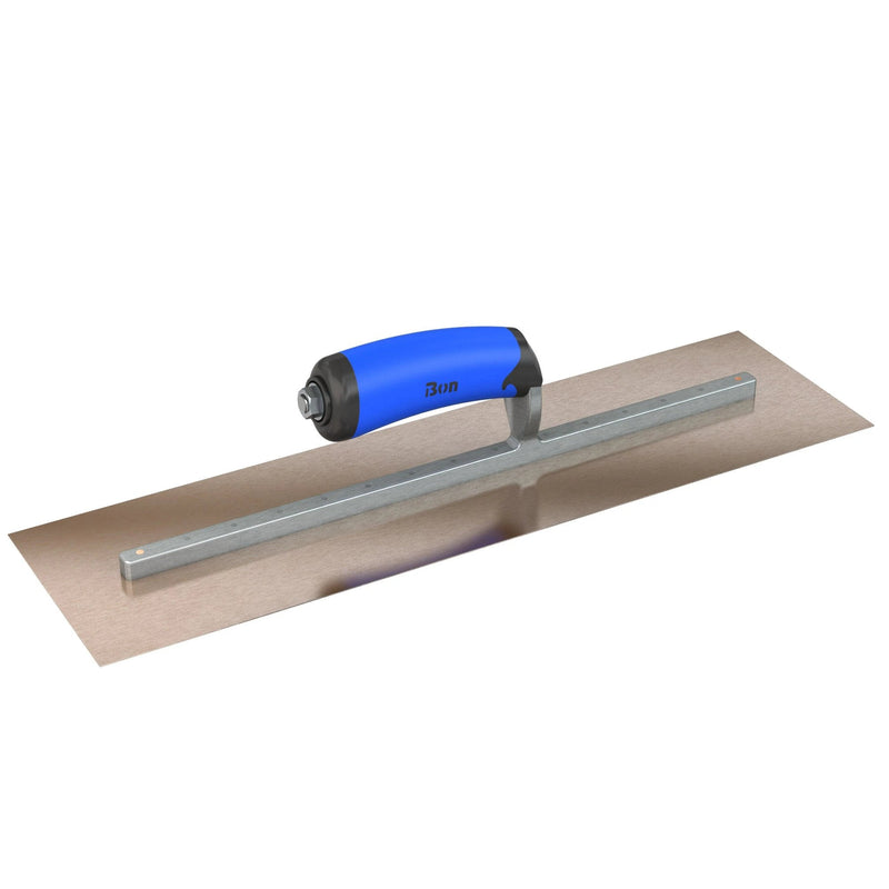 Bon Tool Golden Stainless Steel Square End Finish Trowel - Long Shank - Comfort Wave Handle