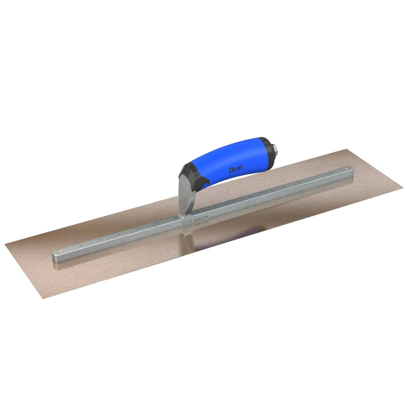 Bon Tool Golden Stainless Steel Square End Finish Trowel - Long Shank - Comfort Wave Handle