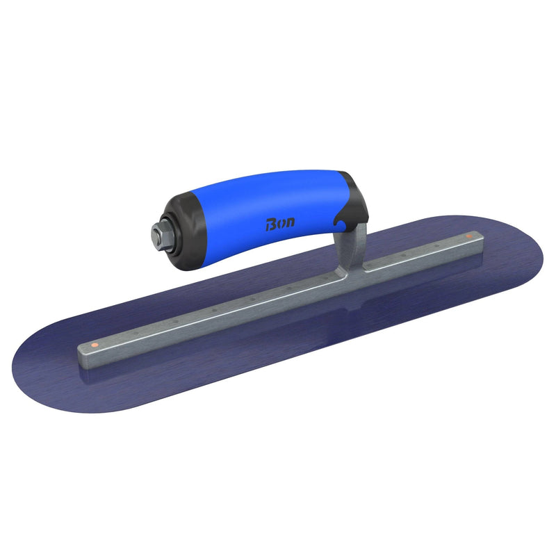 Bon Tool Blue Steel Round End Finish Trowel - Comfort Wave Handle