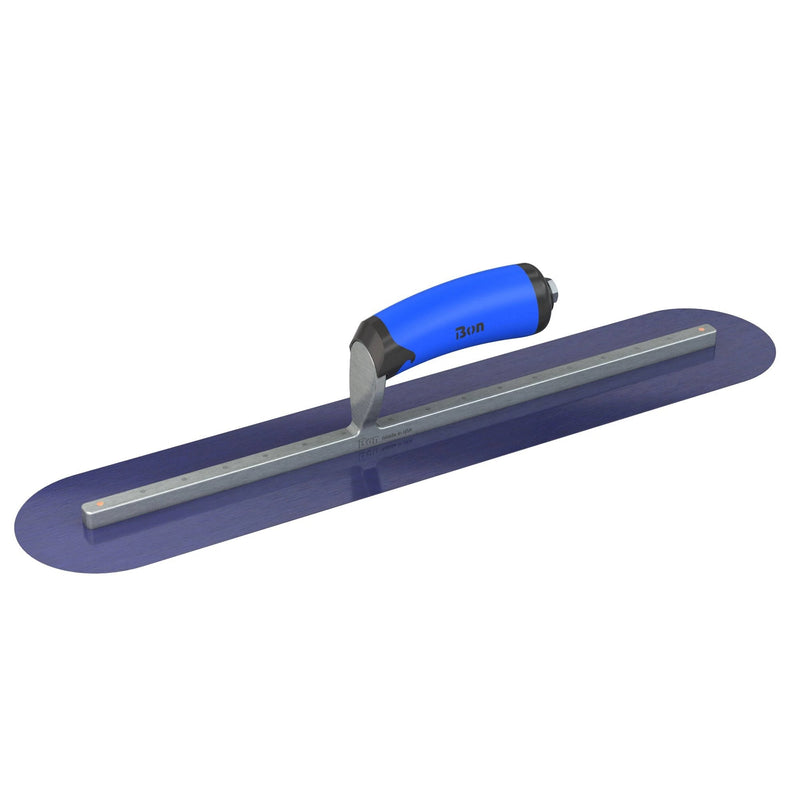 Bon Tool Blue Steel Round End Finish Trowel - Comfort Wave Handle