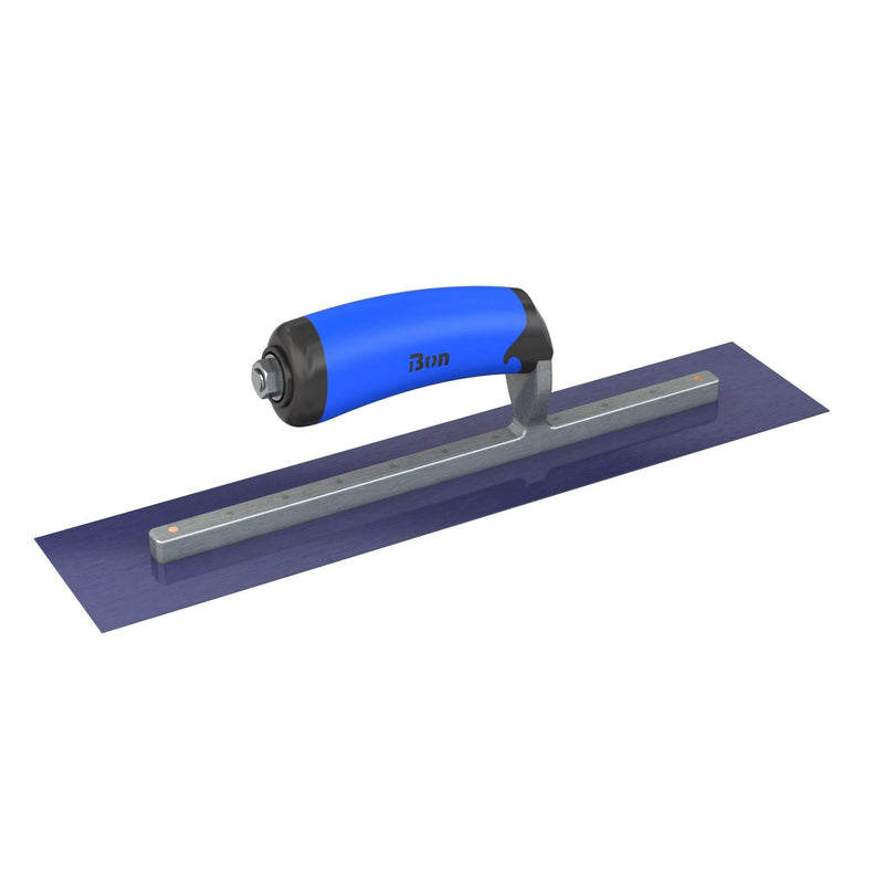 Bon Tool Blue Steel Square End Finish Trowel - Camel Back Wood Handle