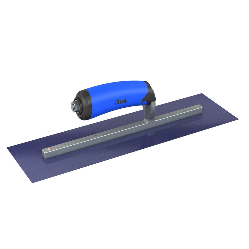 Bon Tool Blue Steel Square End Finish Trowel - Camel Back Wood Handle