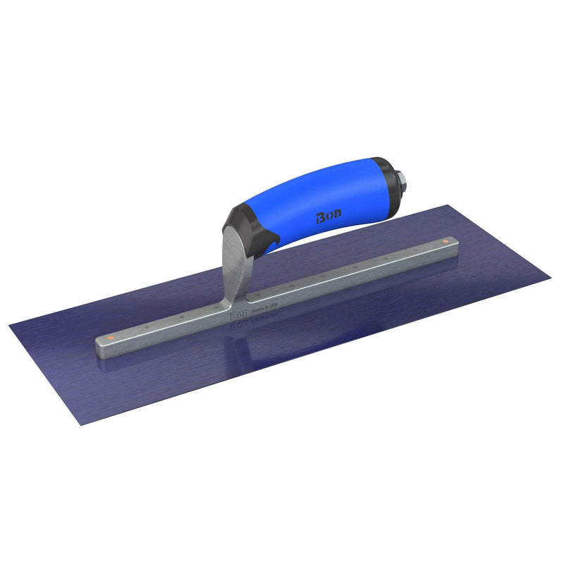 Bon Tool Blue Steel Square End Finish Trowel - Camel Back Wood Handle