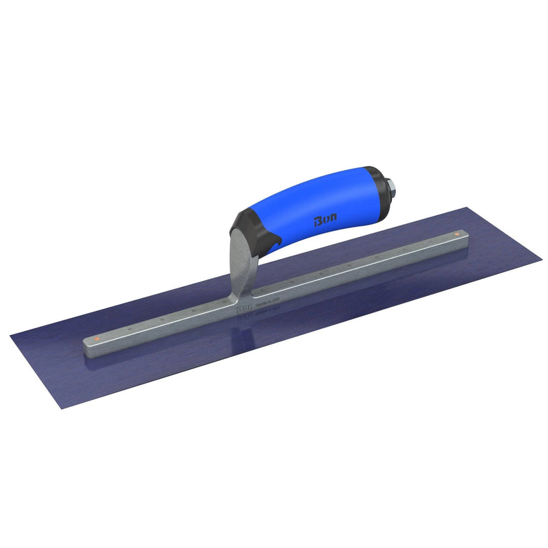 Bon Tool Blue Steel Square End Finish Trowel - Camel Back Wood Handle