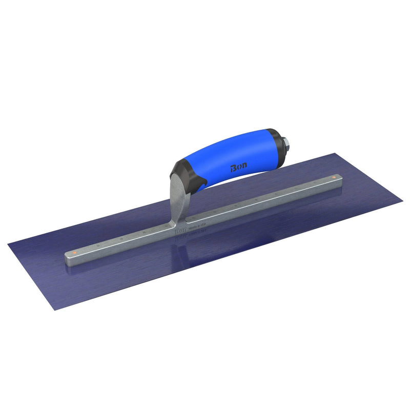 Bon Tool Blue Steel Square End Finish Trowel - Camel Back Wood Handle