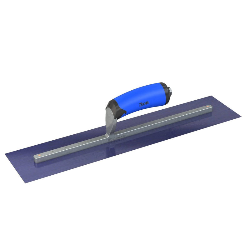 Bon Tool Blue Steel Square End Finish Trowel - Camel Back Wood Handle