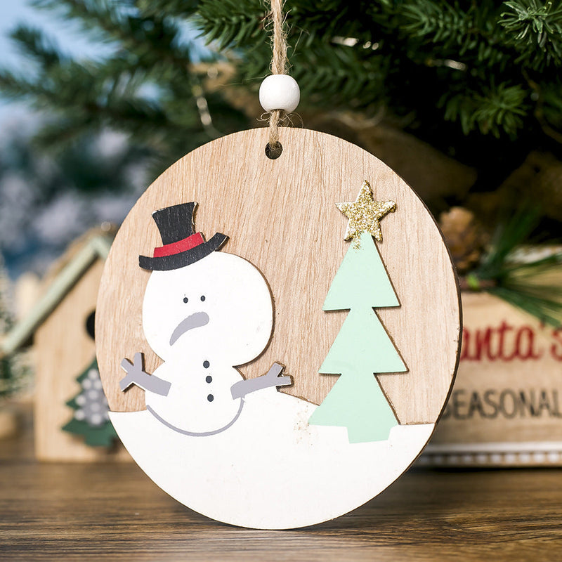 Christmas Decorations Painted Wooden Plaque Pendant