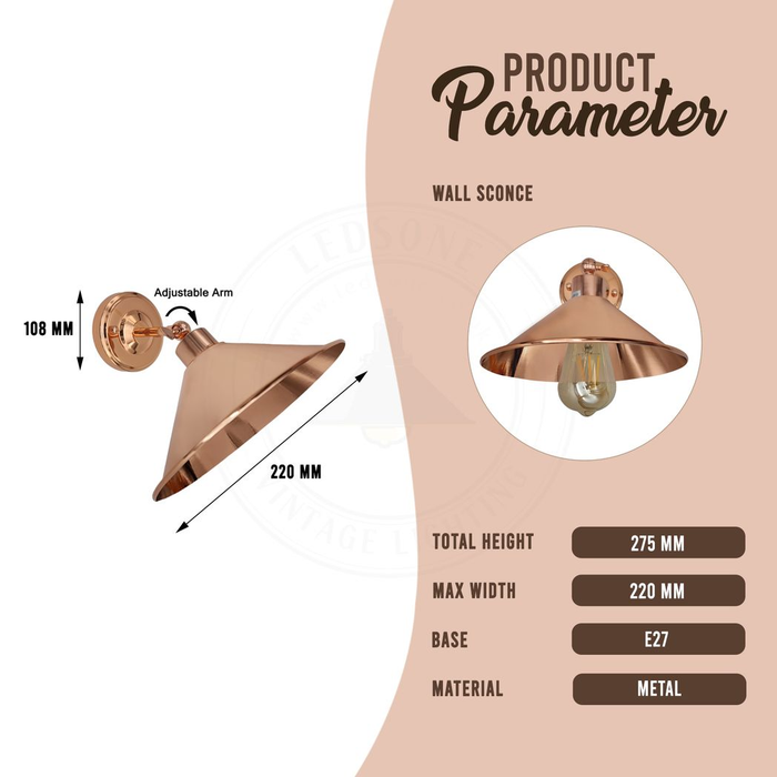 Rose Gold Retro Metal Lamp Electroplated Finish E27 lamp