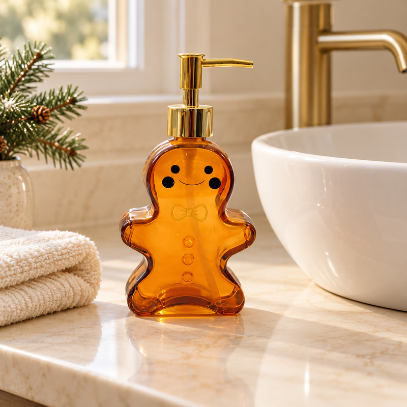 Gingerbread Christmas Glass Soap Dispenser