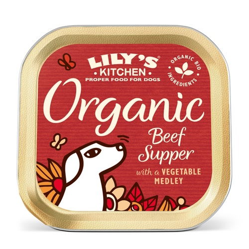 Lily's Kitchen Wet Dog Tray Organic Beef Supper 150g - Case of 11