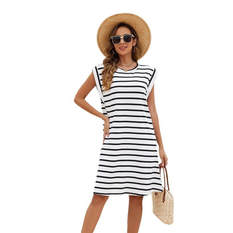 Home Striped Beach Bikini Cover-up Blouse