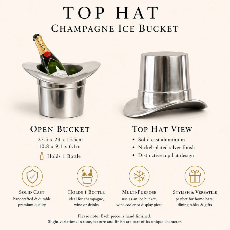 Top Hat ~ Solid Cast Champagne Ice Bucket - Wine Cooler