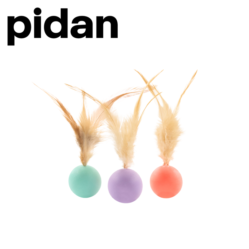 pidan Cat Toy Bouncy Ball & Feather Set (3-Pack)