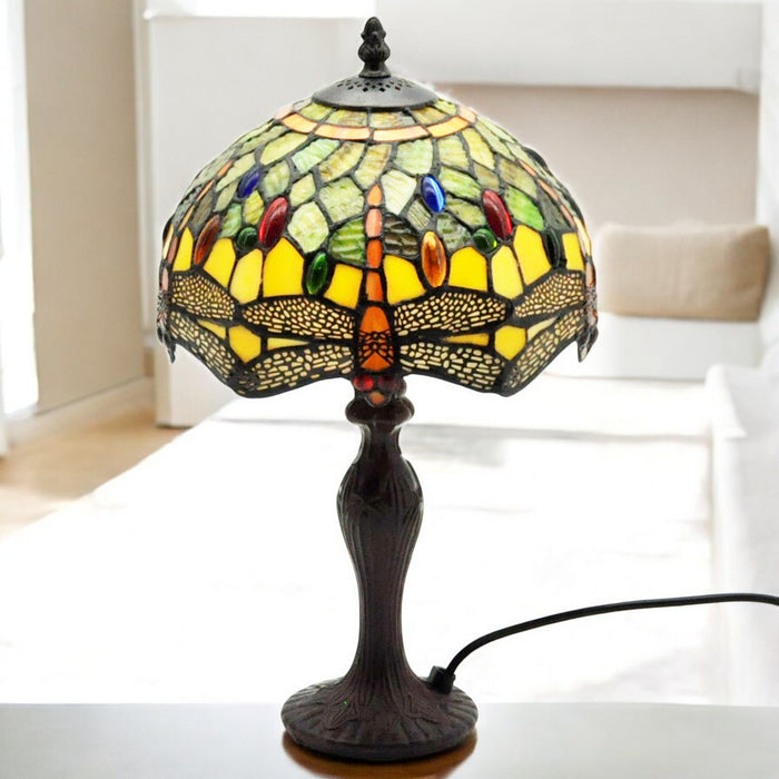 10" SHADE  GREEN DRAGONFLY TIFFANY LAMP