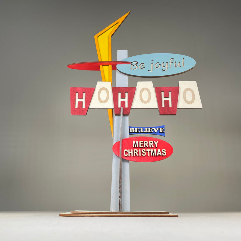 Retro Ho Ho Ho Sign - Handmade Ornament
