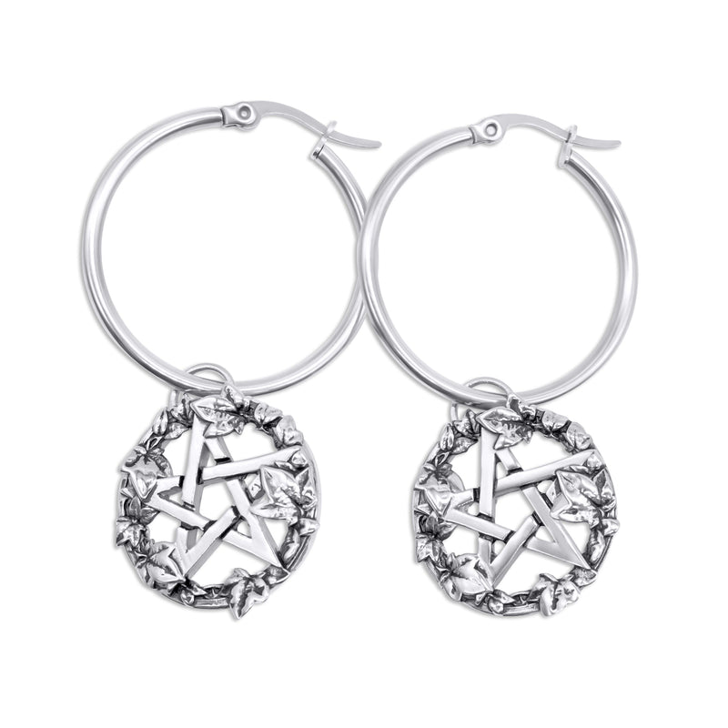 Green Witch Pentacle Hoops