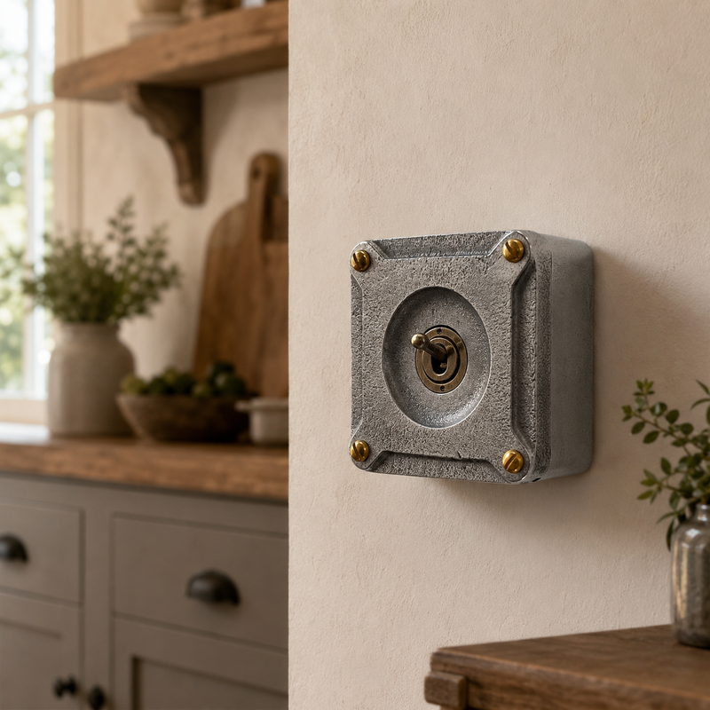 Single Gang 2 Way Conduit Surface Mounting Light Switch Solid Cast Metal Industrial ~ BS EN Approved Vintage Britmac Style