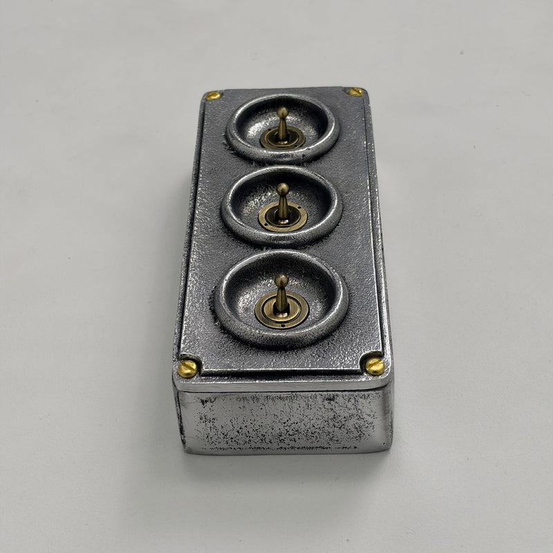 3 Gang Solid Cast Metal Conduit Toggle Light Switch