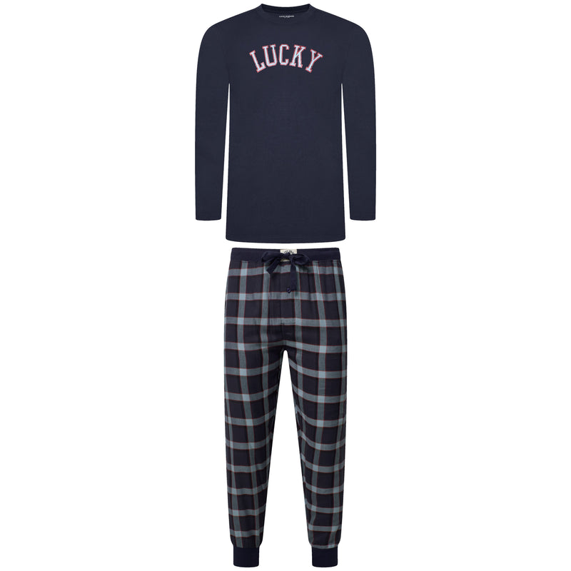 Lucky Brand Crew Neck & Closed Hem Flannel Pant Pyjama Set