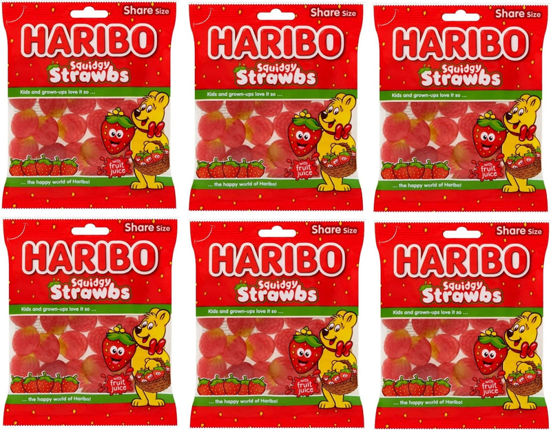 6 x Haribo Squidgy Strawbs 160G