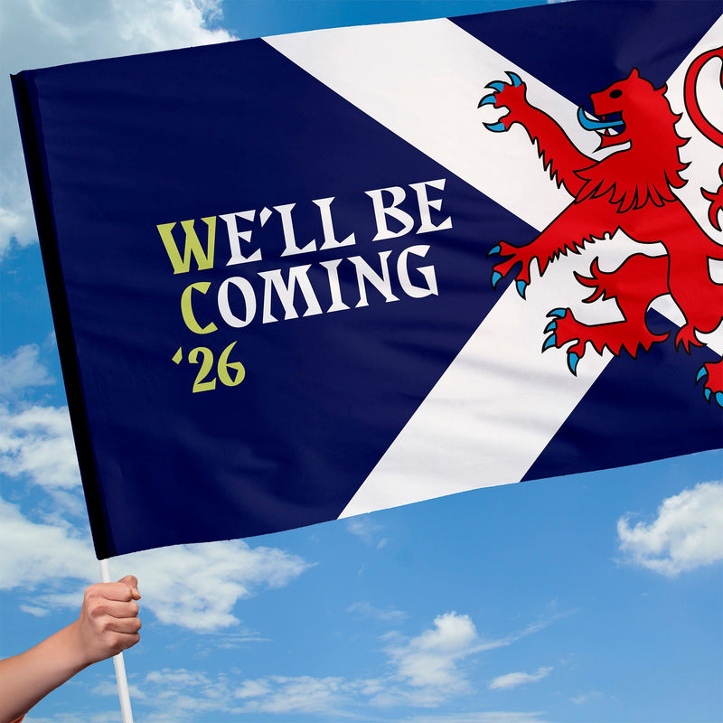Scotland - We'll Be Coming Lion Flag with Sleeve - WC26 - 4 Sizes!