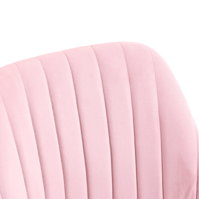 Vinsetto Velvet Office Chair with Adjustable Height and Wheels, Pink