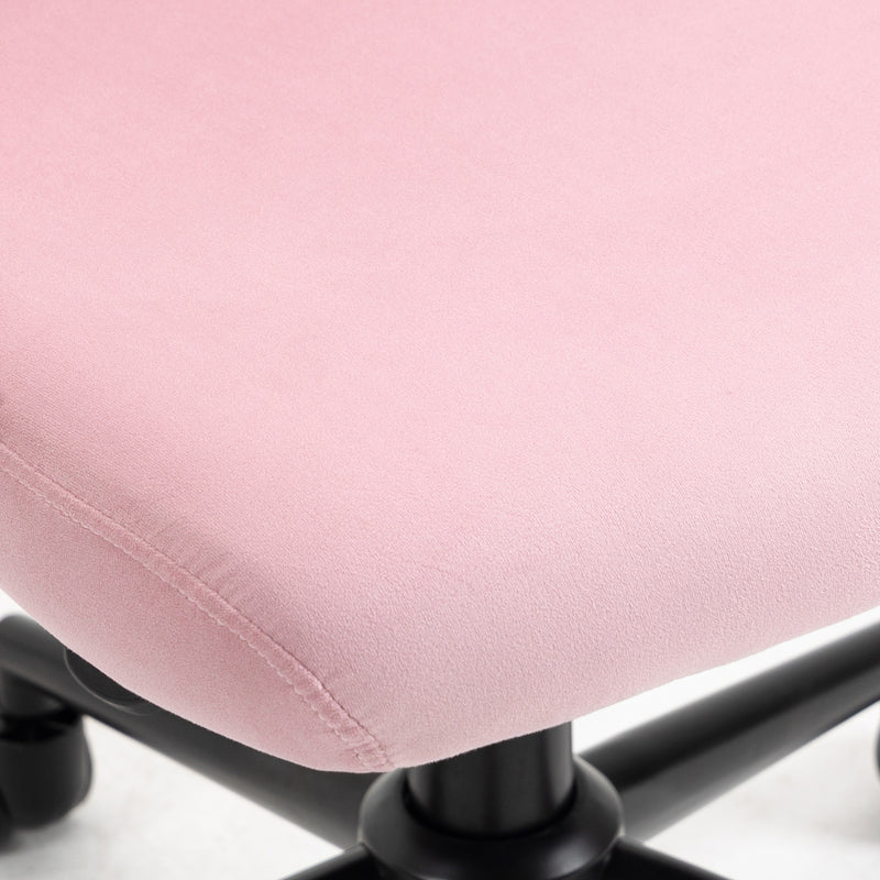 Vinsetto Velvet Office Chair with Adjustable Height and Wheels, Pink