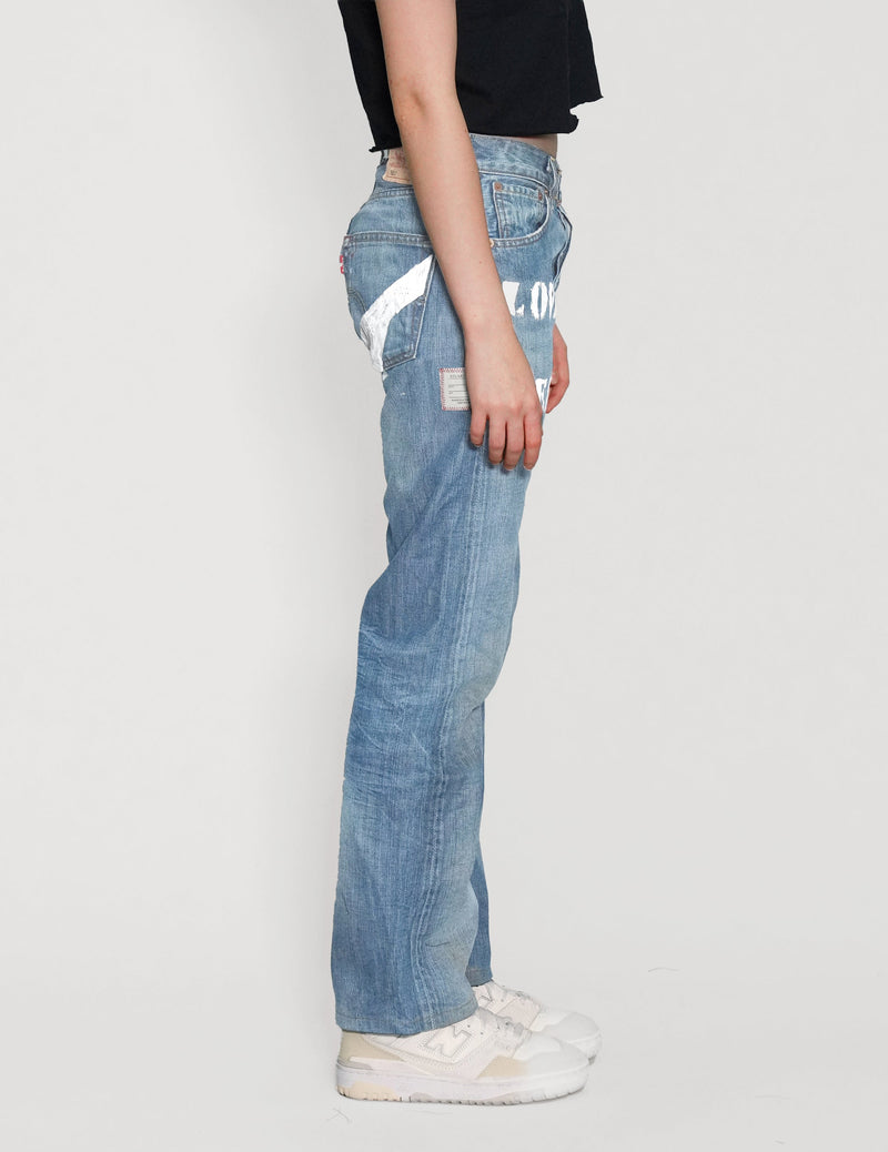 'Love Will Tear Us Apart' Jeans in Light Blue