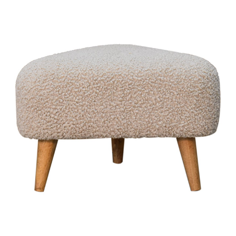 Artisan Furniture Solid Mango Wood Mud Boucle Triangle Footstool