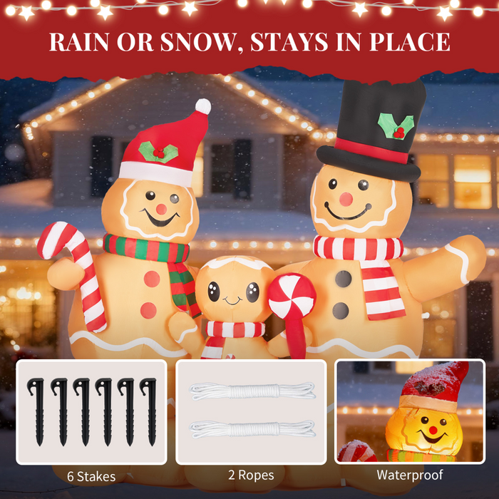 1.9M Lighted Christmas Inflatable Decoration, Inflatable Gingerbread Man Family, Funny Blow Up Yard Decorations with Built-in LED Lights for Holiday Party Front Yard Lawn Garden Decor