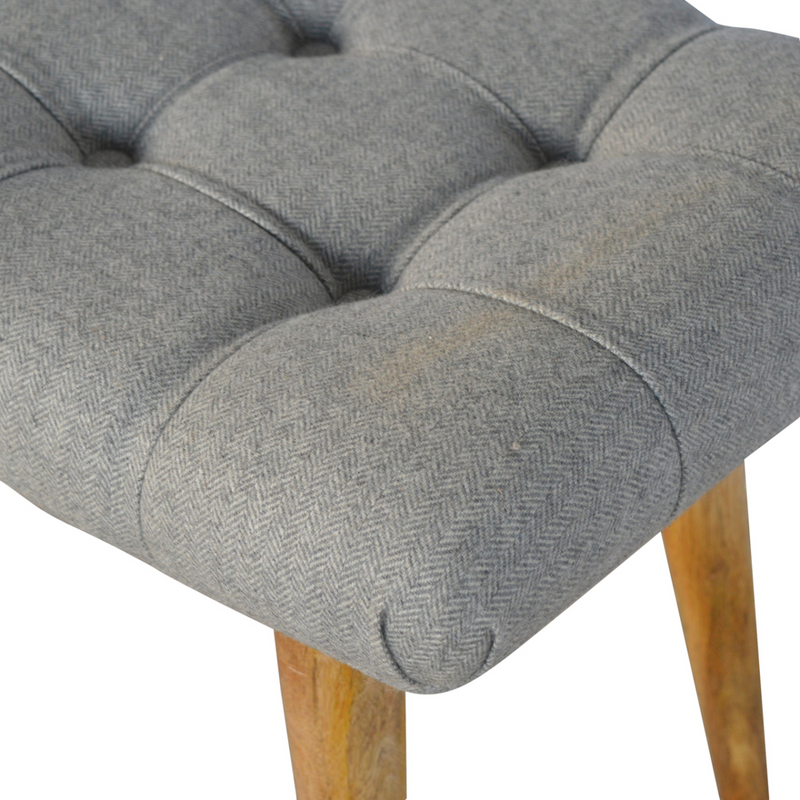 Artisan Furniture Solid Wood Curved Grey Tweed Bench