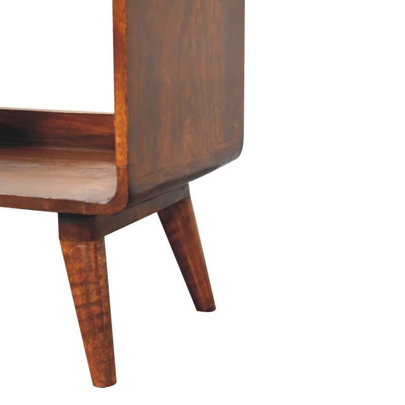 Artisan Furniture Solid Wood Curved Chestnut Double Slot Media Unit, 2 Open Slots, Brown