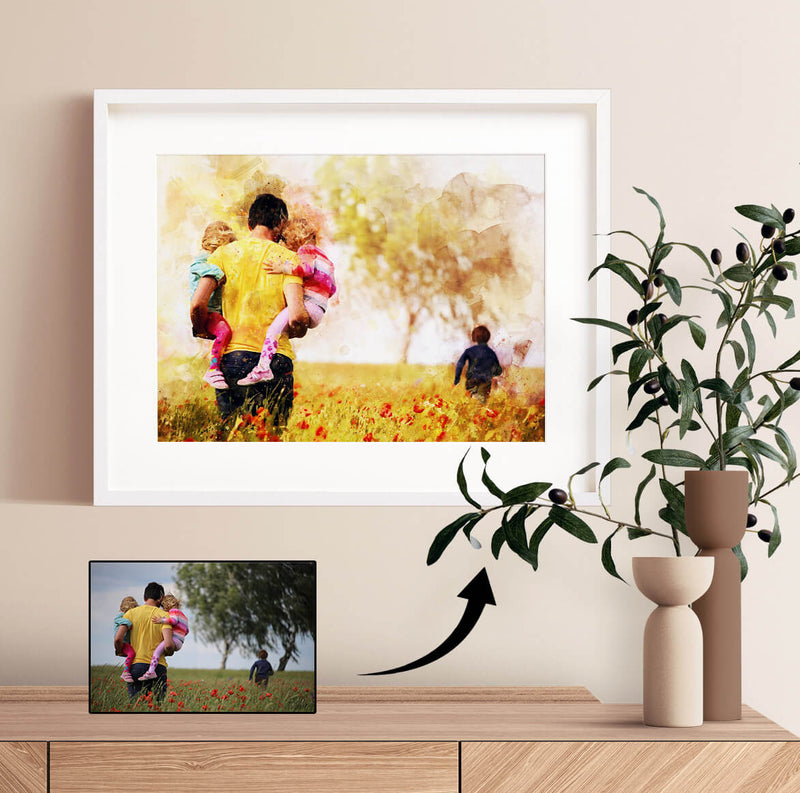 Fathers Day Personalised Watercolour Portrait