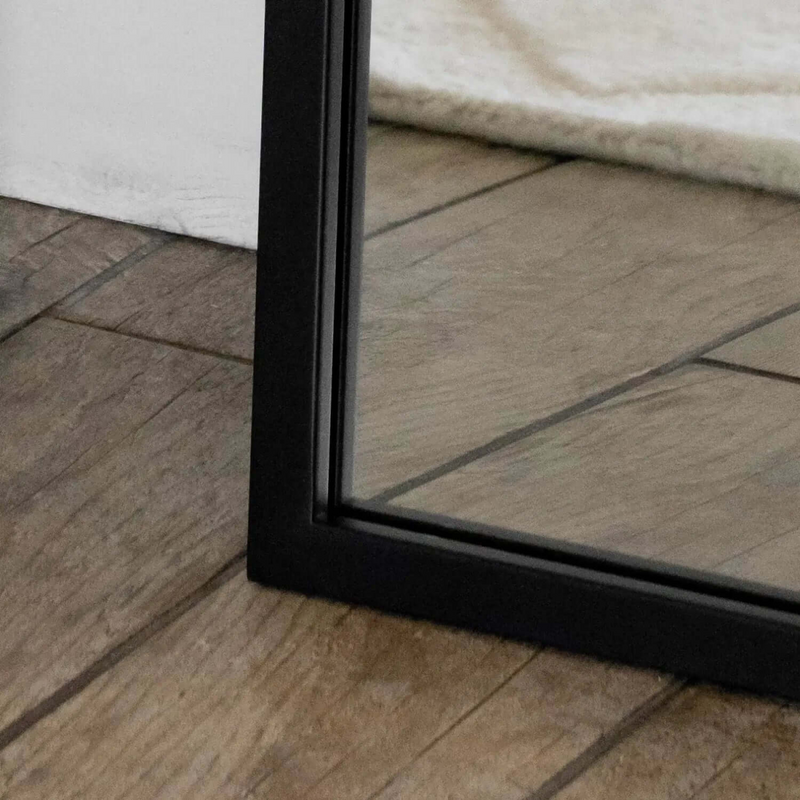 Akiko - Full Length Black Metal Arched Mirror - 180cm x 105cm.
