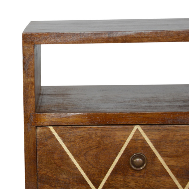 Artisan Furniture Solid Wood Mini Geo Brass Bedside