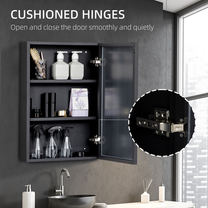 kleankin Wall Mounted Bathroom Cabinet with Mirror and Storage Shelves