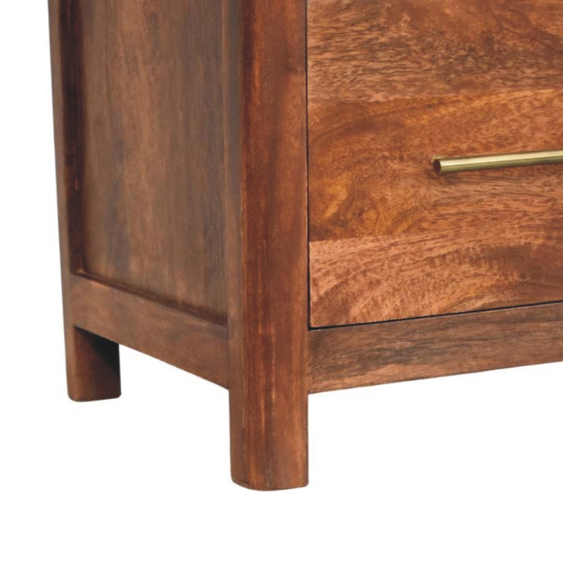 Artisan Furniture Solid Wood Arc-Line Bedside Table, 1 Drawer & 1 Open Slot, Brown