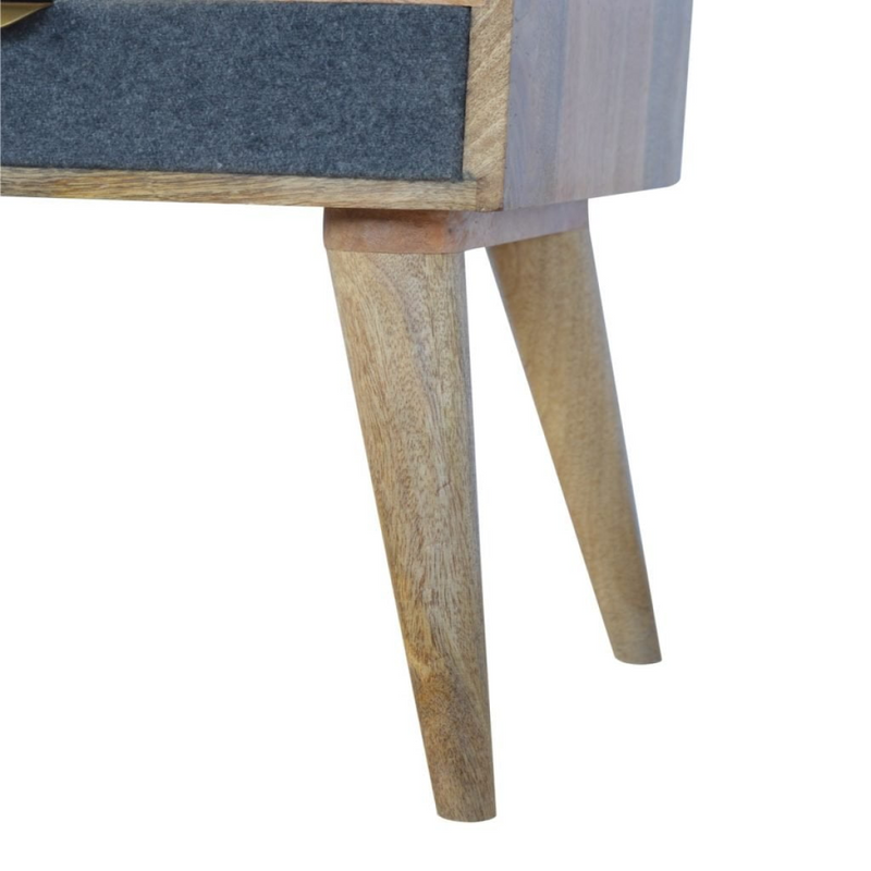 Artisan Furniture Solid Wood Grey Tweed Bedside with Open Slot
