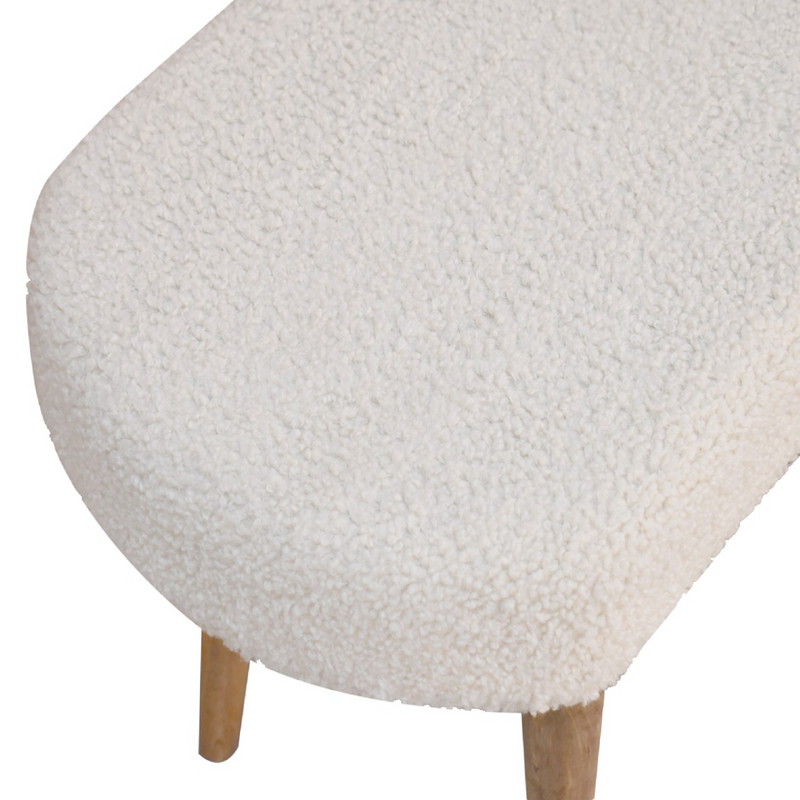 Artisan Furniture Solid Wood Cream Boucle Nordic Bench