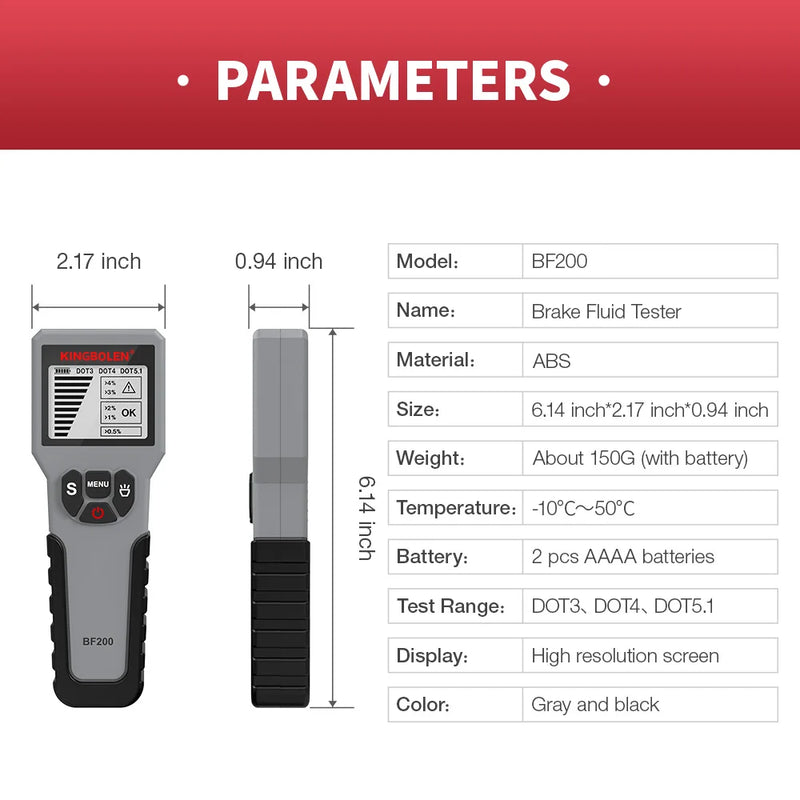 12V Auto Brake Fluid Tester Digital Car Brake Oil Tool BF200 DOT3 DOT4 DOT5.1 LED Indicator check Display Auto Oil Tool PK BF100