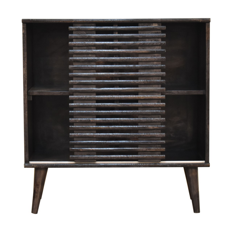 Artisan Furniture Solid Wood Kobe Cabinet, Black, Sliding Door and 2 Drawers