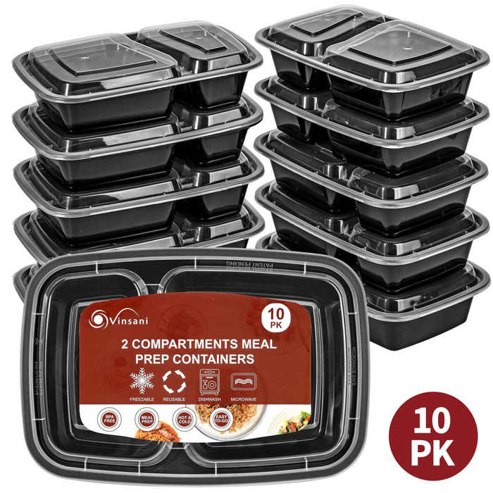 VINSANI 10pk 2 COMPARTMENTS MEAL PREP CONTAINERS 1010424 X 2