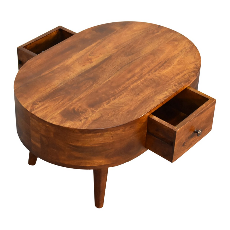 Artisan Furniture Solid Wood Mini Chestnut Rounded Coffee Table