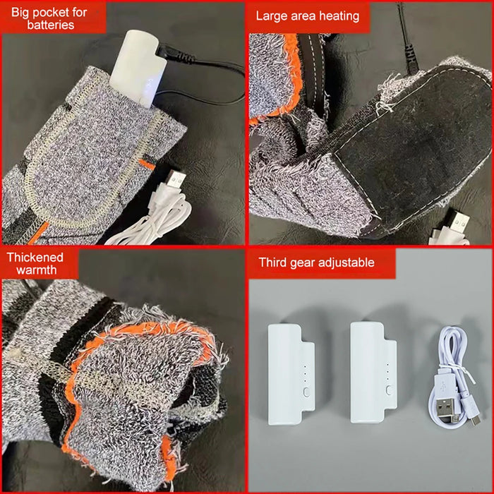 3.7V Electric Thermal Heated Socks 3 Modes Adjustable Rechargeable Foot Warm Socks Elastic Winter Sport Cycling Skiing Stocking