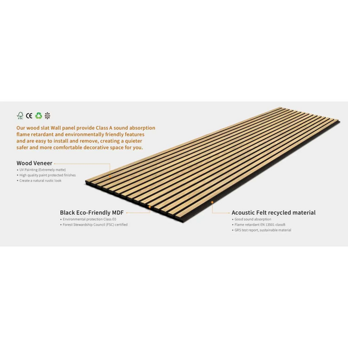 Natural Oak Acoustic Wall Panels (3 Pack)