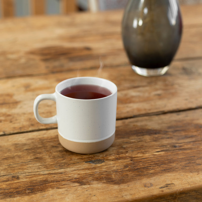 Ceramic Coffee Mug - White Speckled Stoneware 355ml