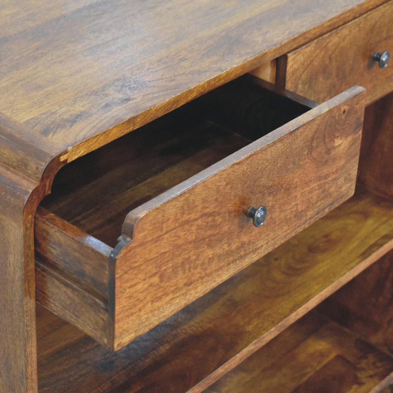 Artisan Furniture Solid Wood Ellington Console Table, 2 Drawer & 2 Open Slots, Brown