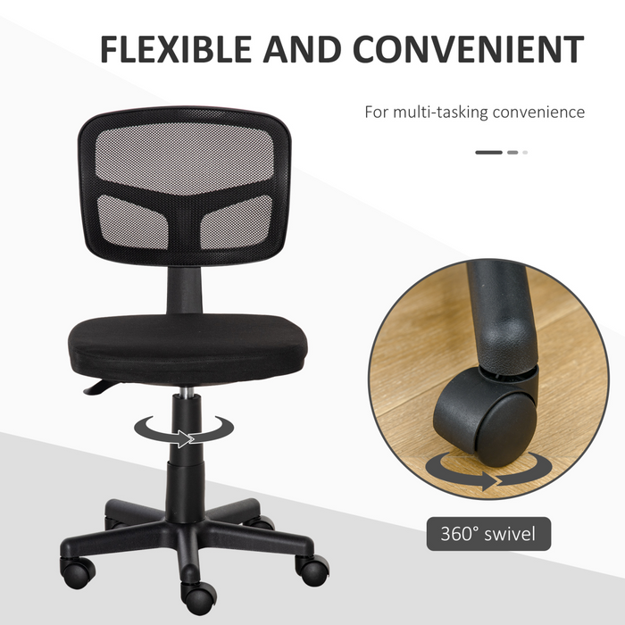 Vinsetto Small Office Chair without Arms, Ergonomic Swivel Mesh Desk Chair