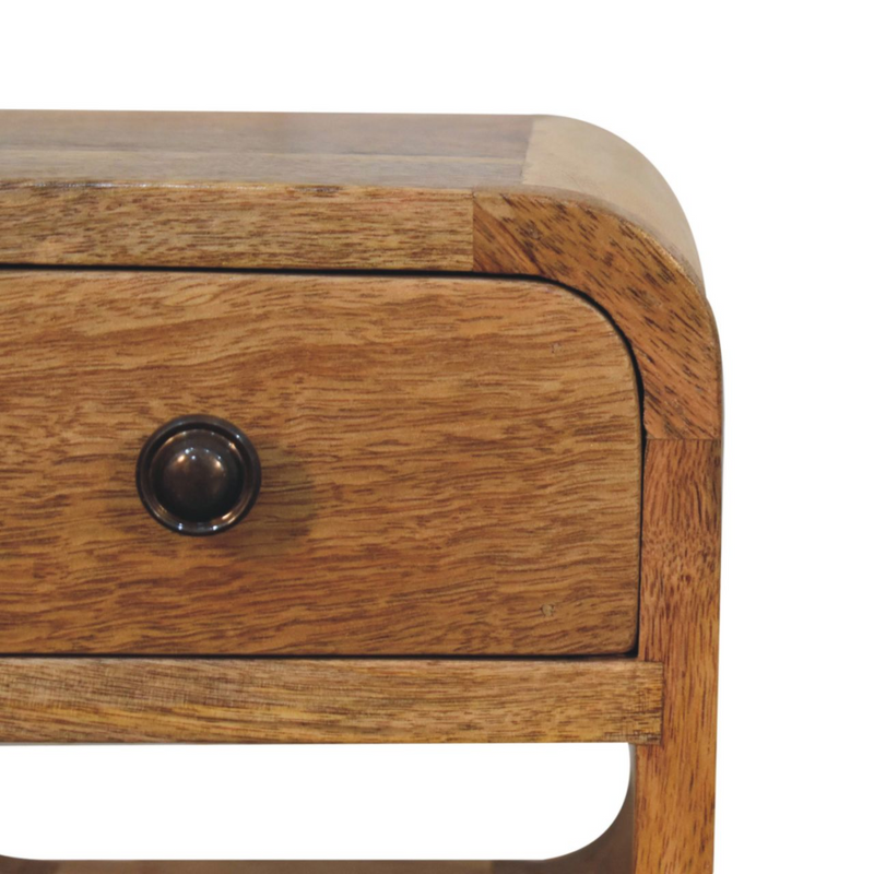 Artisan Furniture Solid Wood Extra Mini Oak-ish Curve Lower Bedside